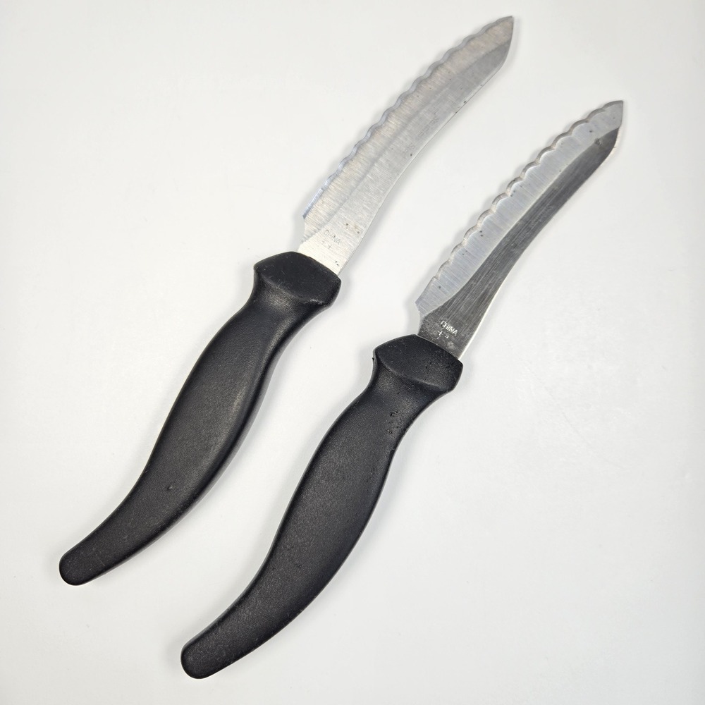 Miracle Blade III Perfection Series Steak Knives Set of 2 Stainless Black Handle